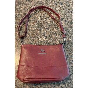 Jingpindaishu Womens Burgundy Faux Leather Crossbody Bag Kangaroo Logo Small